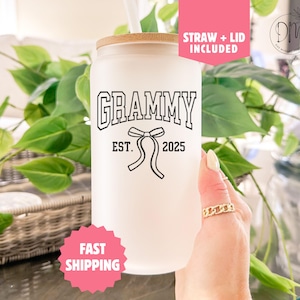 Grammy Glass Coffee Cup Grammy Tumbler Personalized Grammy Cup Grammy Gift for Grammy New Grammy Mother&#39;s Day Gift Grammy Est Glass Tumbler