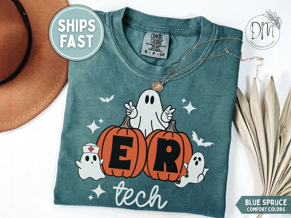 Halloween ER Tech Shirt ER Tech Halloween Shirt Spooky ER Technician Shirt Halloween Emergency Room Tech Shirt Er Tech Pumpkin Tshirt