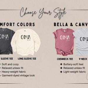 Oma Shirt, Floral Oma Established Shirt, Personalized Oma Est Shirt, New Oma Pregnancy Reveal Oma Mothers Day Gift for Oma Est 2026 Shirt zdjęcie 3