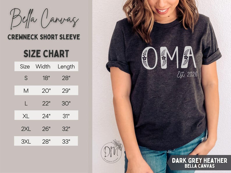 Oma Shirt, Floral Oma Established Shirt, Personalized Oma Est Shirt, New Oma Pregnancy Reveal Oma Mothers Day Gift for Oma Est 2026 Shirt zdjęcie 8