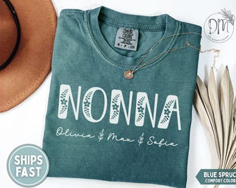Nonna Shirt, Personalized Nonna T-shirt, Wildflowers Nonna Shirt, Grandkid Names Nonna Shirt, Floral Nonna Shirt for Nonna Mother's Day Gift