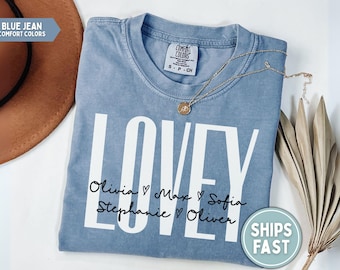 Lovey Shirt, Personalized Lovey T-shirt, Lovey Shirt With Grandkid Names Lovey Shirt, Lovey Custom Shirt for Lovey Mothers Day Grandma Gift