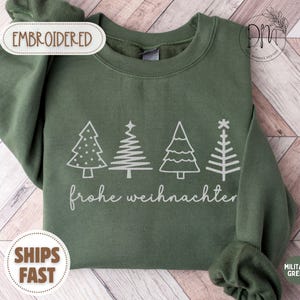 Embroidered Frohe Weihnachten Sweatshirt Embroidered Christmas Sweatshirt 2025 German Christmas Sweatshirt Embroidered Fröhliche Weihnachten immagine 1