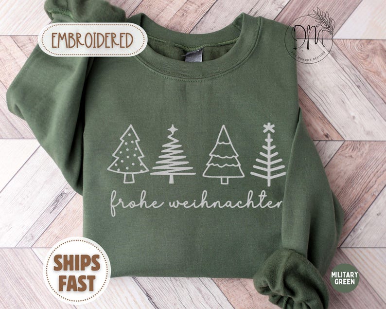 Embroidered Frohe Weihnachten Sweatshirt Embroidered Christmas Sweatshirt 2025 German Christmas Sweatshirt Embroidered Fröhliche Weihnachten immagine 1