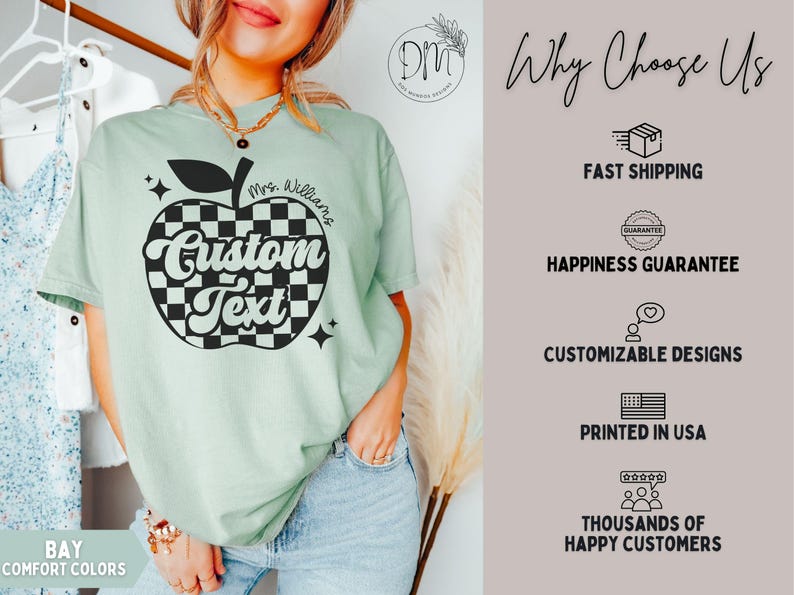 Teacher Shirt Custom Teacher T-Shirt Teacher Custom T-shirt Back to School Tshirt Teacher Crew Personalized Teacher Shirt image 7
