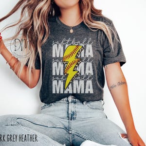 Softball Mama Shirt, Softball Mom Leopard Print Lightning Bolt Shirt, Softball Mama Gift, Sports Mom Softball Game Day Tee, Mothers Day Gift image 1