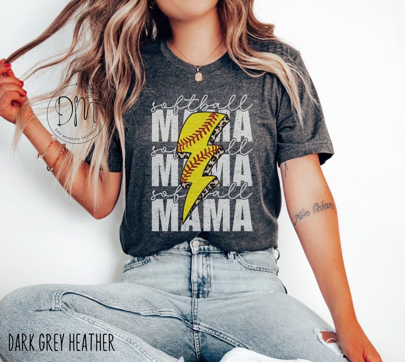 Softball Mama Shirt, Softball Mom Leopard Print Lightning Bolt Shirt, Softball Mama Gift, Sports Mom Softball Game Day Tee, Mothers Day Gift image 1