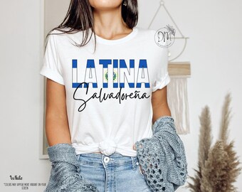 Salvadoreña Latina Shirt, El Salvador Flag Shirt, Regalo Para Salvadoreña, Proud Salvadoreña Gift for Salvadoran Hispanic Heritage Month