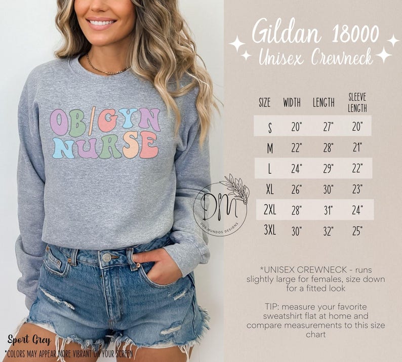 OBGYN Nurse Sweatshirt, Ob Gyn Nurse Crewneck, Obstetrics Nurse Gift for Ob/Gyn Nurse Graduation Gift Retro Ob-Gyn Nurse OB Nurse Sweatshirt Sport Grey