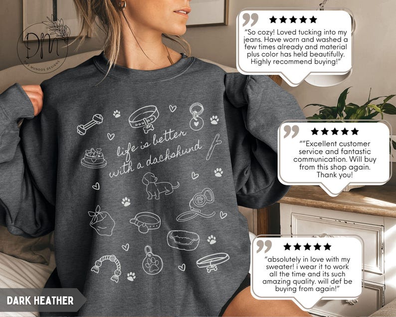 Dachshund Sweatshirt Dachshund Mom Sweatshirt Dachshund Lover Gift for Weenie Mom Sweatshirt Weiner Dog Sweatshirt afbeelding 4