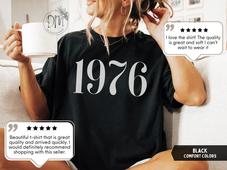 1976 Shirt, 50th Birthday Shirt, 1976 T-shirt, 1976 Birth Year Shirt, Hello Fifty Shirt, Vintage 1976 Shirt, Est 1976 Tee 1976 Birthday Gift image 5