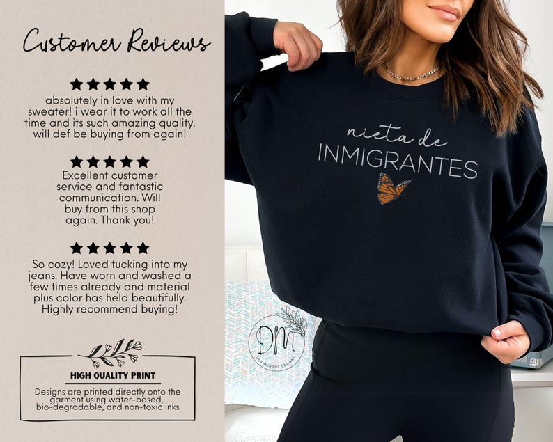 Nieta de Inmigrantes Sweatshirt, Granddaughter of Immigrants sweatshirt, Dreamer Sweatshirt Pro Immigration Sweater No Human is Illegal image 3