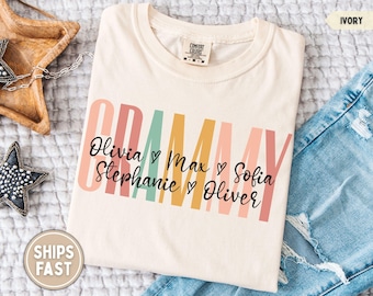 Grammy Shirt With Grandkids Names Grammy Tshirt Personalized Grammy Shirt Custom Kids Names Grammy Gift for Grammy Mothers Day Grammy TShirt