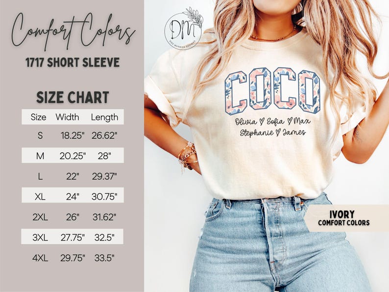 Camisa personalizada para abuela, camisa floral para abuela con nombres de nietos, regalo personalizado para abuela, regalo para el día de la madre, Grammy imagen 8