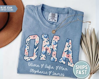 Oma Shirt Personalized Oma T-Shirt Floral Oma Shirt with Grandkid Names Oma Tshirt Custom Oma Gift for Oma Mother's Day Gift