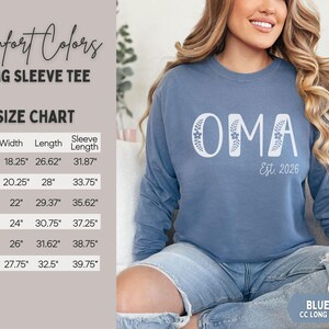 Oma Shirt, Floral Oma Established Shirt, Personalized Oma Est Shirt, New Oma Pregnancy Reveal Oma Mothers Day Gift for Oma Est 2026 Shirt zdjęcie 10