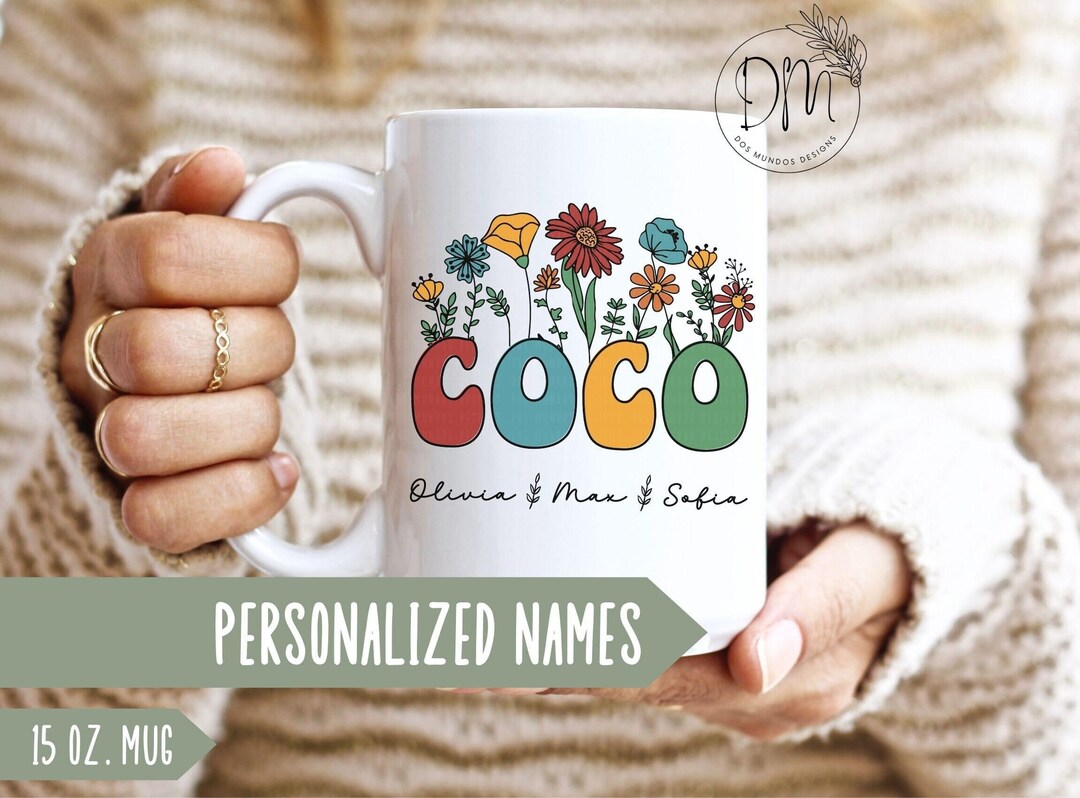 Coco Mug, Personalized Coco Mug, Custom Coco Mug, Grandkids Names Coco