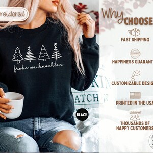 Embroidered Frohe Weihnachten Sweatshirt Embroidered Christmas Sweatshirt 2025 German Christmas Sweatshirt Embroidered Fröhliche Weihnachten immagine 5