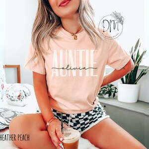 Auntie Shirt, Personalized Auntie Shirt, Custom Name Auntie T-shirt, Custom Gift For New Auntie Pregnancy Reveal Aunt Shirt Auntie Name Tee