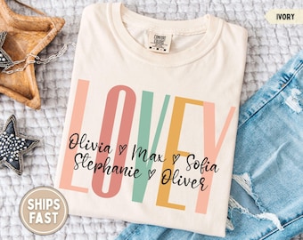 Lovey Shirt With Grandkids Names Lovey Tshirt Personalized Lovey Shirt Custom Kids Names Lovey Gift for Lovey Mother’s Day Lovey T-Shirt