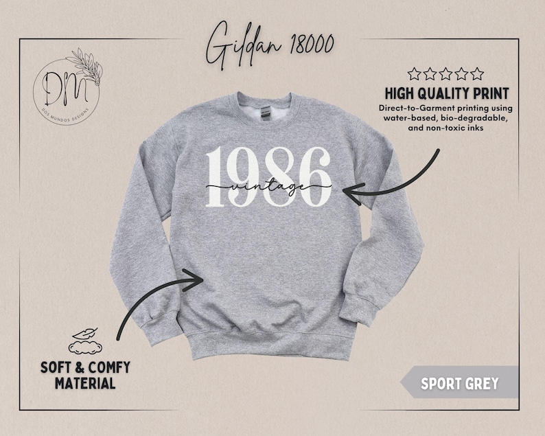 1986 Sweatshirt 40th Birthday Sweatshirt 40th Birthday Gift for 40th birthday Sweater Vintage 1986 Sweatshirt Established 1986 Sweater image 2