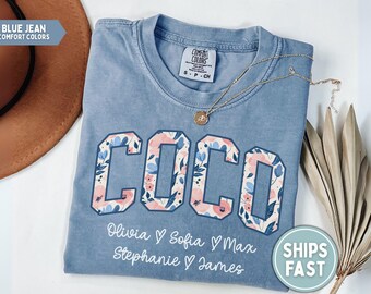 Coco Shirt Personalized Coco Shirt Floral Coco Shirt with Grandkid Names Coco Tee Custom Coco Gift for Coco Mother's Day Gift