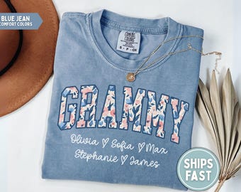 Grammy Shirt Personalized Grammy Shirt Floral Grammy Shirt Grandkid Names Custom Grammy Gift for Grammy Mothers Day Gift