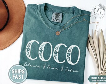 Coco Shirt, Personalized Coco T-shirt, Wildflowers Coco Shirt, Grandkid Names Coco Shirt, Floral Coco Shirt for Coco Mothers Day Custom Gift