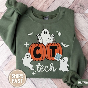 CT Tech Halloween Sweatshirt Halloween CT Tech Sweatshirt Spooky Computed Tomography Technologist Sweater Ct Tech Pumpkin Sweatshirt