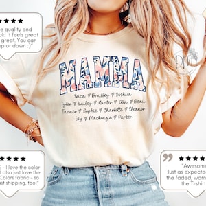 Camisa personalizada para abuela, camisa floral para abuela con nombres de nietos, regalo personalizado para abuela, regalo para el día de la madre, Grammy imagen 6