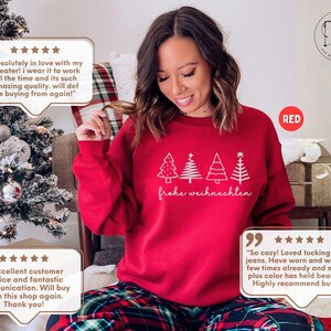 Embroidered Frohe Weihnachten Sweatshirt Embroidered Christmas Sweatshirt 2025 German Christmas Sweatshirt Embroidered Fröhliche Weihnachten immagine 4