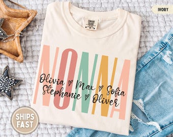 Nonna Shirt With Grandkids Names Nonna Tshirt Personalized Nonna Shirt Custom Kids Names Nonna Gift for Nonna Mother’s Day Nonna Shirt