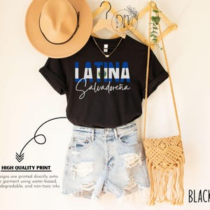Salvadoreña Latina Shirt, El Salvador Flag Shirt, Regalo Para Salvadoreña, Proud Salvadoreña Gift for Salvadoran Hispanic Heritage Month image 4