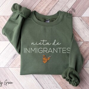 Nieta de Inmigrantes Sweatshirt, Granddaughter of Immigrants sweatshirt, Dreamer Sweatshirt Pro Immigration Sweater No Human is Illegal image 1