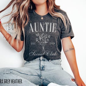 Auntie Shirt, Auntie Social Club Shirt, Personalized Auntie Tshirt, Auntie Est. Custom Gift For Auntie Pregnancy Reveal Auntie Mothers Day