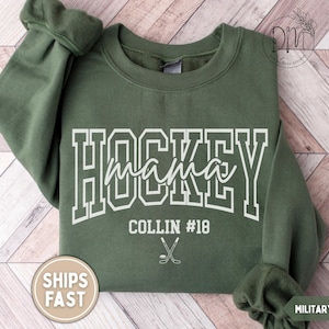 Custom Hockey Mom Sweatshirt Personalized Hockey Mama Sweatshirt with Players Name Hockey Mom Gift for Hockey Mom Game Day Sweatshirt
