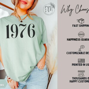 1976 Shirt, 50th Birthday Shirt, 1976 T-shirt, 1976 Birth Year Shirt, Hello Fifty Shirt, Vintage 1976 Shirt, Est 1976 Tee 1976 Birthday Gift image 6