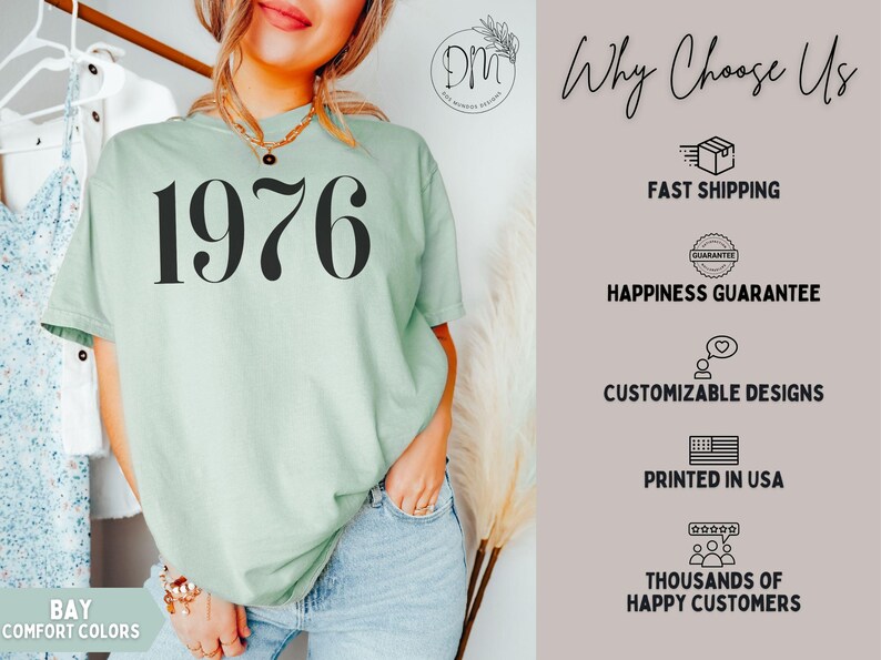 1976 Shirt, 50th Birthday Shirt, 1976 T-shirt, 1976 Birth Year Shirt, Hello Fifty Shirt, Vintage 1976 Shirt, Est 1976 Tee 1976 Birthday Gift image 6