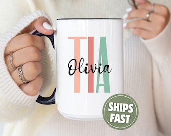 Personalized Tia Mug for Tia Mug Custom Name Tia Coffee Mug for Tia Gift for Tia Mug Tia Pregnancy Reveal Gift for Tia Dia de las Madres