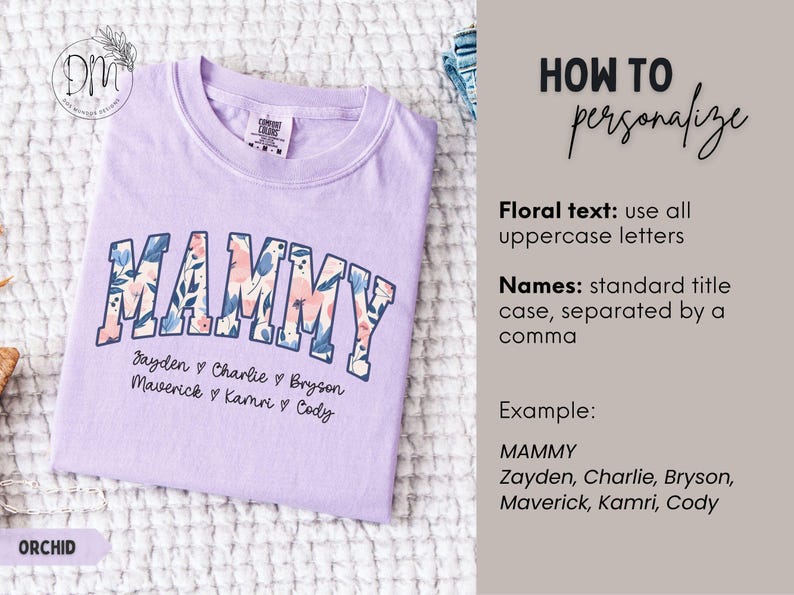 Camisa personalizada para abuela, camisa floral para abuela con nombres de nietos, regalo personalizado para abuela, regalo para el día de la madre, Grammy imagen 2