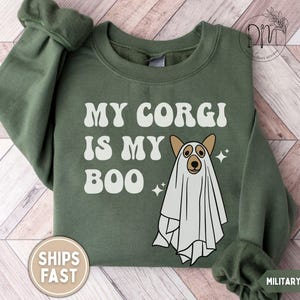Halloween Corgi Sweatshirt, Corgi Halloween Sweatshirt Ghost Corgi Mom Sweater Halloween Corgi Mama Gift for Corgi Lover My Corgi Is My Boo