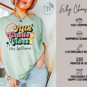 Fifth Grade Shirt Fifth Grade Teacher Shirt Custom Fifth Grade Tshirt 5th Grade Team Personalized Teacher 5th Grade Shirt 5th Grade Vibes imagem 7