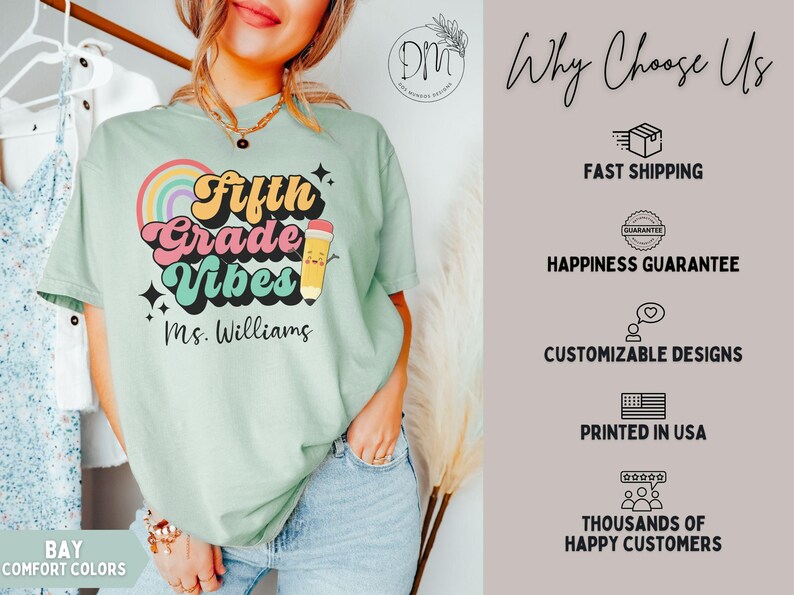 Fifth Grade Shirt Fifth Grade Teacher Shirt Custom Fifth Grade Tshirt 5th Grade Team Personalized Teacher 5th Grade Shirt 5th Grade Vibes imagem 7