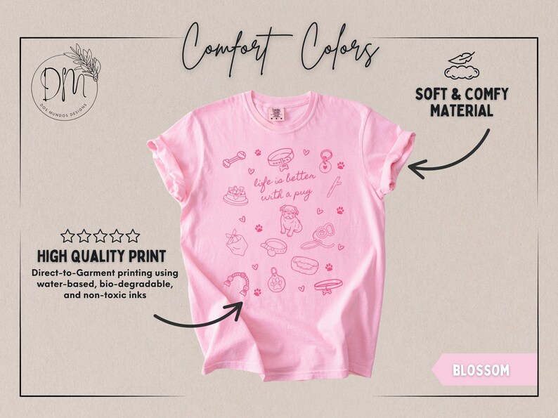 Pug Shirt Pug Mom Shirt Pug Lover Gift for Pug Mom Shirt Doodle Pug Tshirt Pug Comfort Colors Shirt Pug Mama Shirt Gift for Pug Lover image 2
