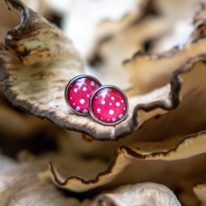 Mushroom Earring Studs - Cottagecore, fairy, forest, magic, fae, faeries