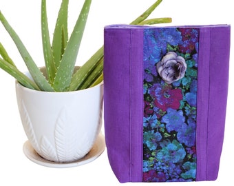 Purple Floral LINEN GIFT BAG, Treat Bag, Snack Bag