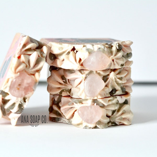 Rose Quartz Soap,Handmade Soap,Moisturizing Soap,Cold Process Soap, Artisan Soap,Bar Soap,Natural Soap, Pink Soap