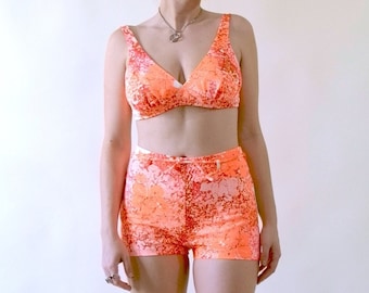 Maillot de bain deux pièces Catalina 70s Day Glow rose orange