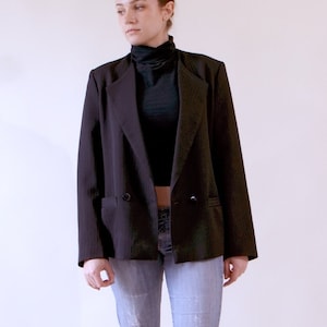 Black Boxy Pinstripe Blazer Jacket