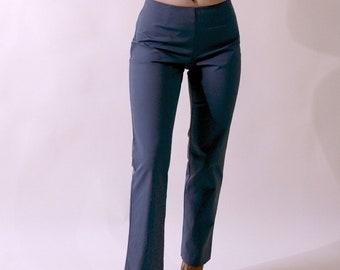 Grey Stretch Mid Rise Trousers